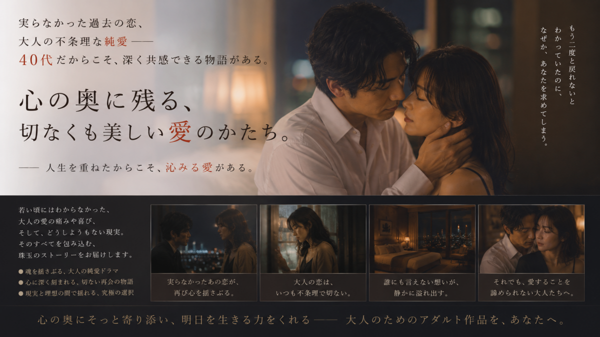 安易な刺激は、もういらない。人生の成熟期を迎えた40代が、今こそ出会うべき「本質を満たす」アダルト作品
